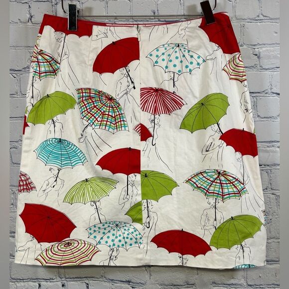 ITW Claude Brown Umbrella Graphic Multicolor Fun Teacher Preppy A-Line Skirt 6 - Picture 2 of 10